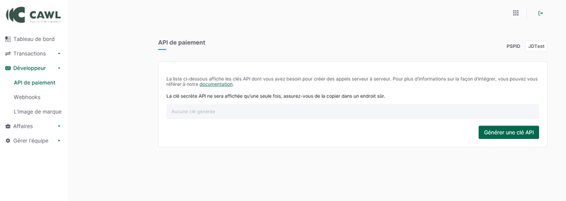 Etape 2 - Génération Clé - guide de démarrage