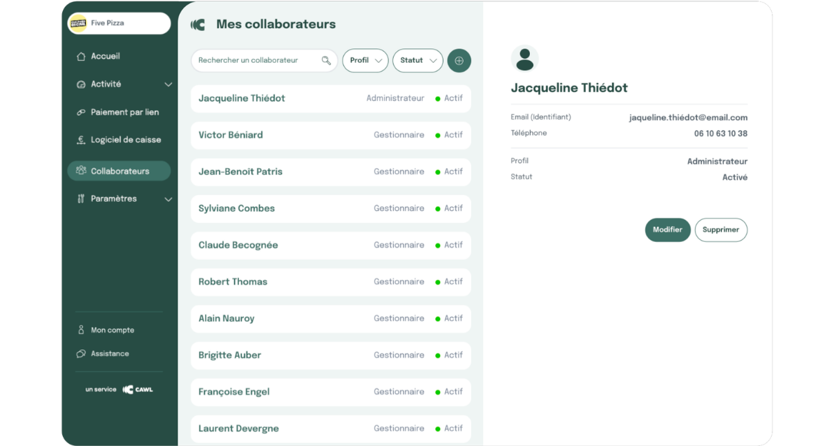Gestion collaborateurs portail offre intégrale de CAWL