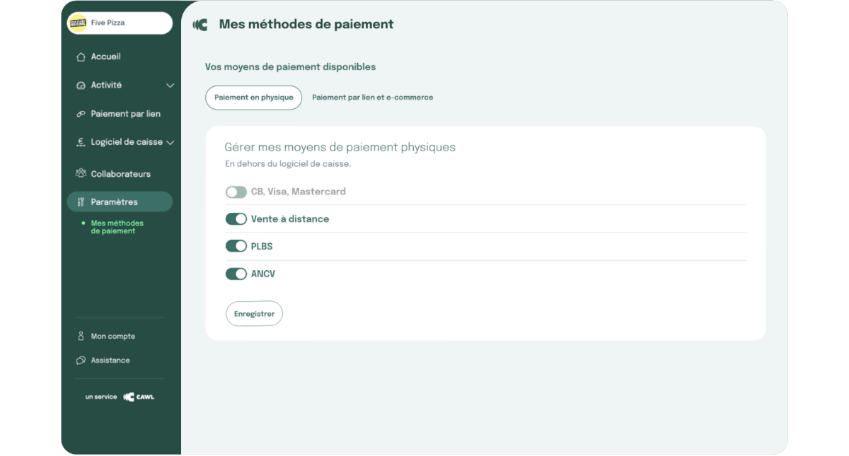 Méthodes de paiement portail offre intégrale de CAWL